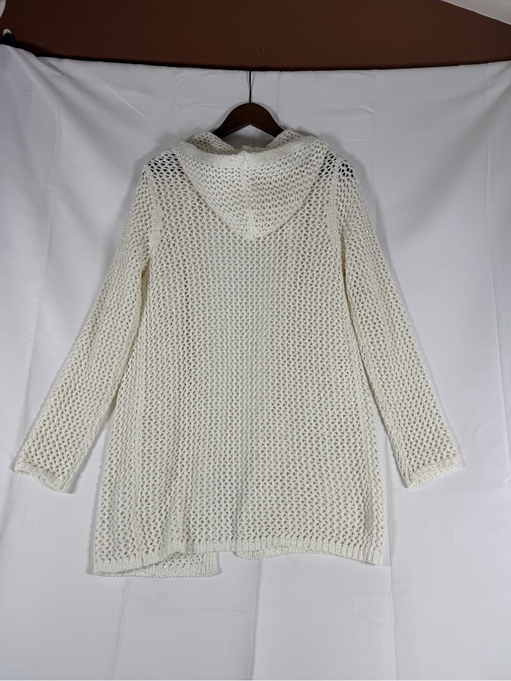 JOIE Women’s Size S Sweater Cardigan Hooded Open Front Sparkly Shimmer Knit - Picture 10 of 13